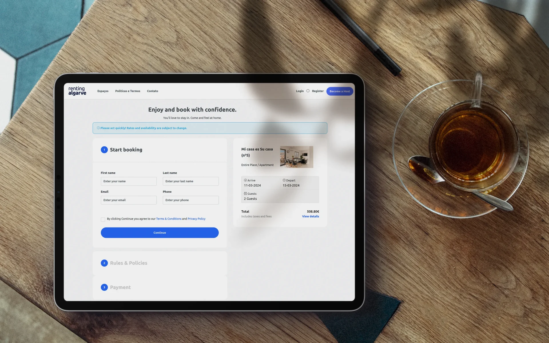 Diseño UX y Desarrollo Web Renting Algarve – Diseño de Portal para Promoción de Turismo Local